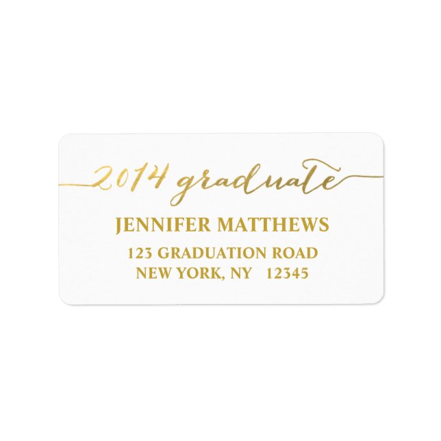 Étiquette de adresse de graduation en or simple (Devant)