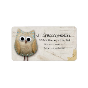 étiquette de adresse de hibou de griffonnage