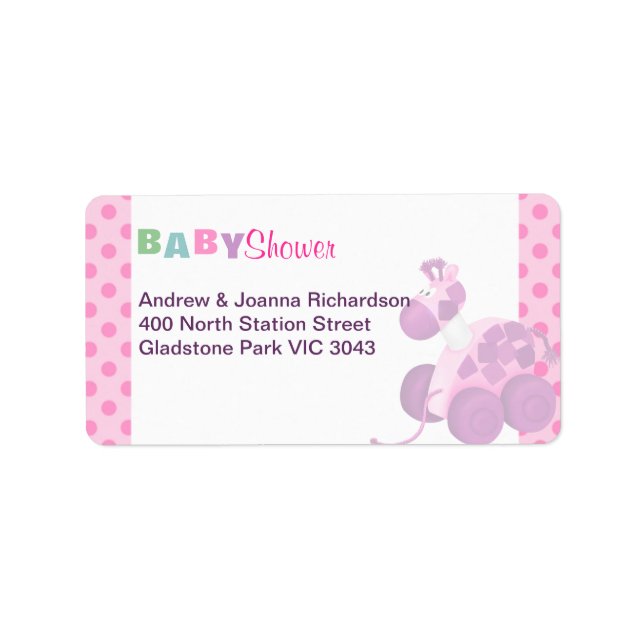 Étiquette de adresse de jouets et de pois roses (Devant)