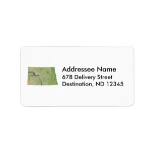 Étiquette de adresse de la carte du Dakota du Nord