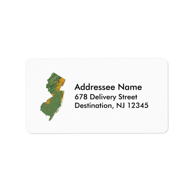 Étiquette de adresse de la carte du New Jersey (Devant)