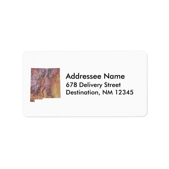 Étiquette de adresse de la carte du Nouveau-Mexiqu (Devant)
