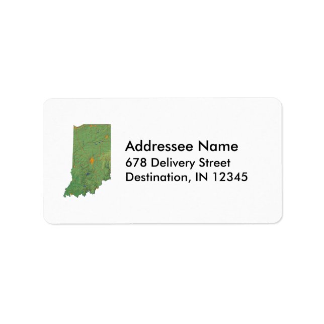 Étiquette de adresse de la carte Indiana (Devant)