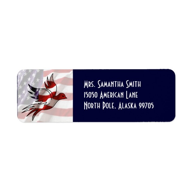 Étiquette de adresse de la colombe patriotique amé (Devant)