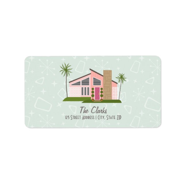 Étiquette de adresse de la maison rose du Moyen-si (Devant)
