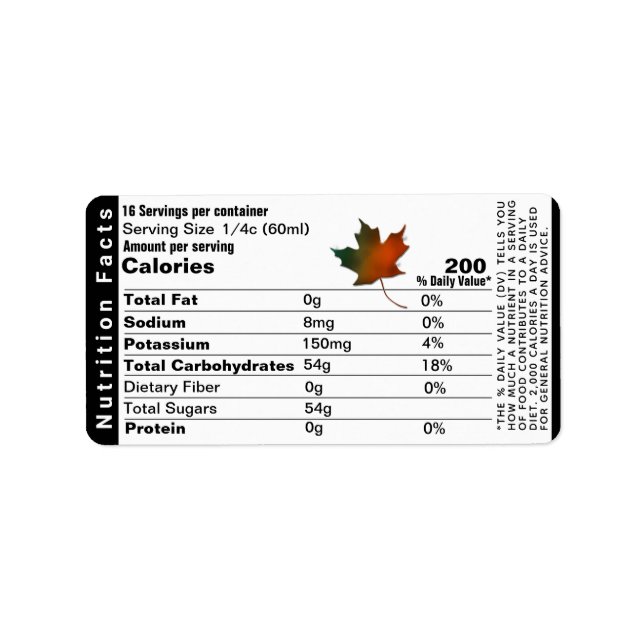 Étiquette de adresse de la valeur nutritive avec f (Devant)