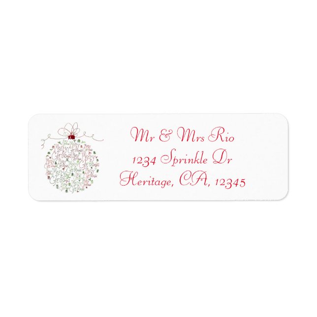 Étiquette de adresse de l'ornement de Noël (Devant)
