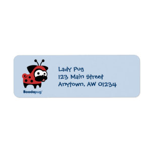Étiquette de adresse de Madame Pug Return (bleu)