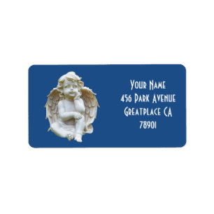 Étiquette de adresse de marbre mignon d'ange de
