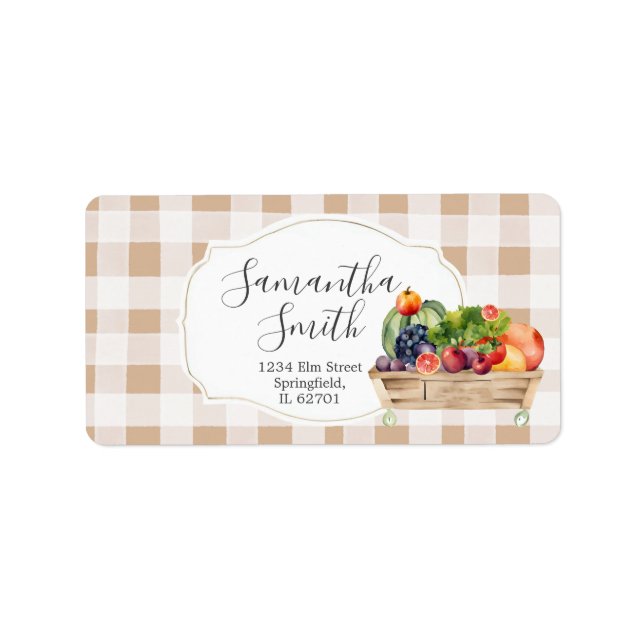 Étiquette de adresse de marché Légume cultivé loca (Devant)