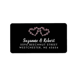 Étiquette de adresse de Mariage Black White & Pink