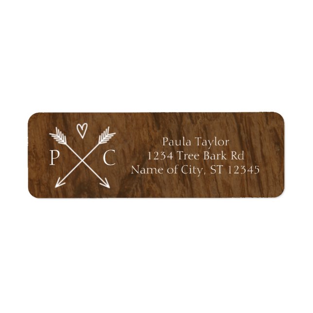 Étiquette de adresse de Mariage d'arbre rustique (Devant)