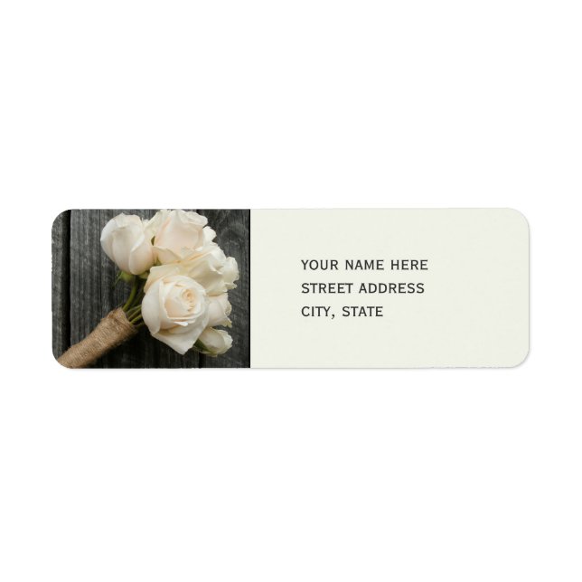 Étiquette de adresse de Mariage de Roses blanches  (Devant)