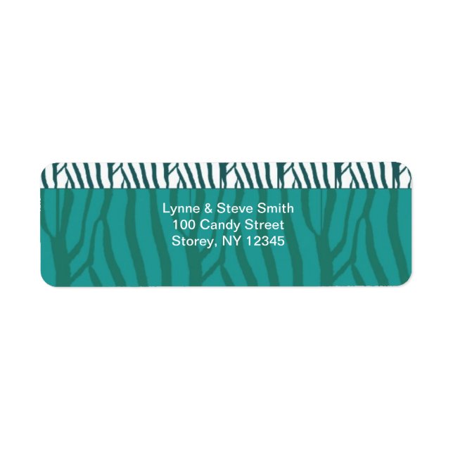 Étiquette de adresse de modèle Zebra turquoise (Devant)