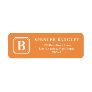 Étiquette de adresse de monogramme classique orang