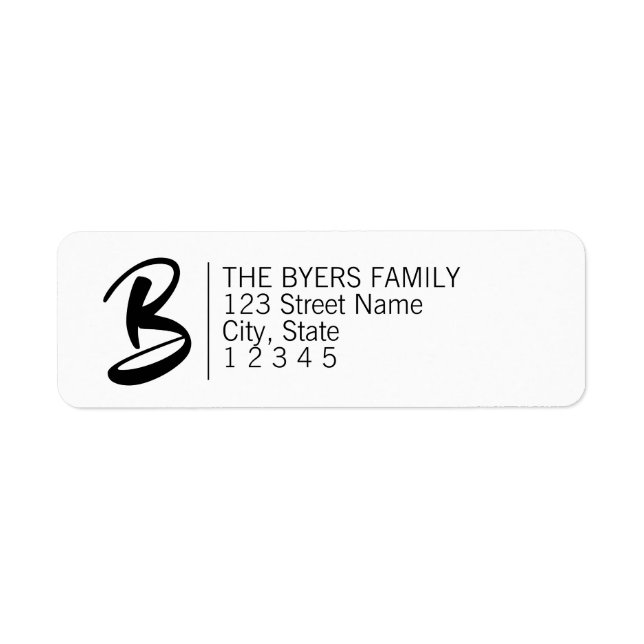Étiquette de adresse de monogramme de calligraphie (Devant)