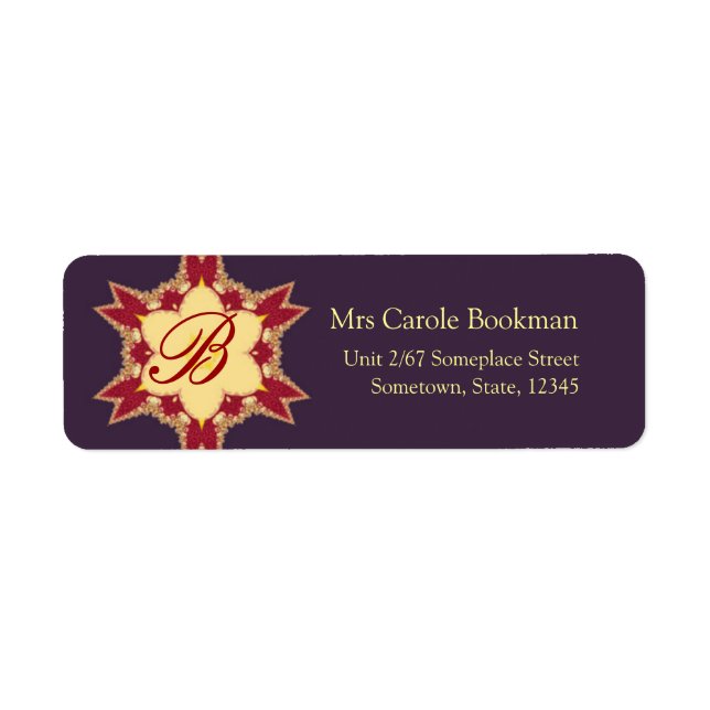 Étiquette de adresse de monogramme royal rouge vio (Devant)