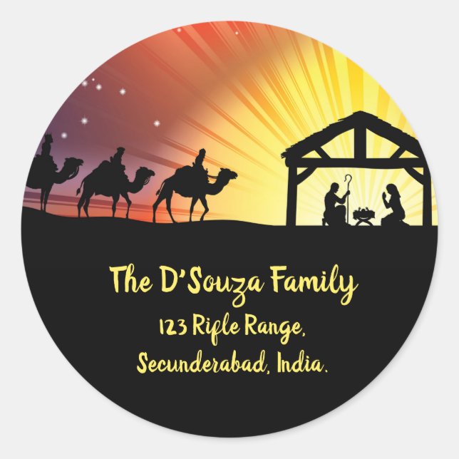 Étiquette de adresse de nativité modifiable (Devant)