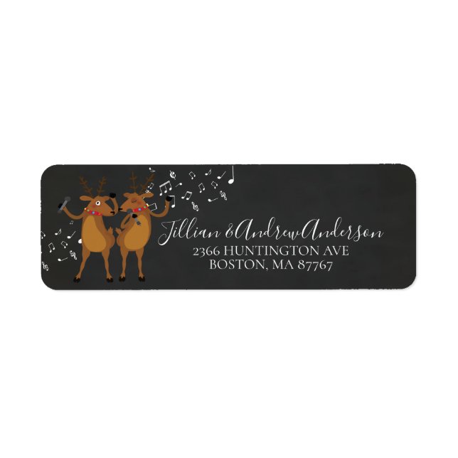 Étiquette de adresse de Noël Dancing Reindeer (Devant)