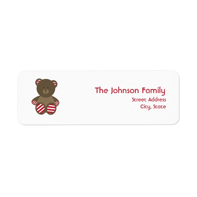 Étiquette de adresse de Noël de l'ours rayé (Devant)
