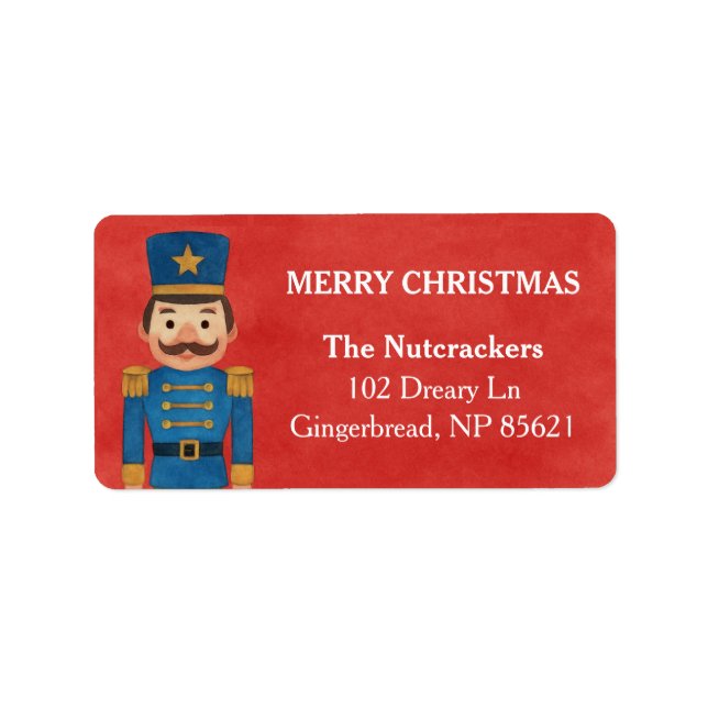 Étiquette de adresse de Noël de Nutcracker aquarel (Devant)