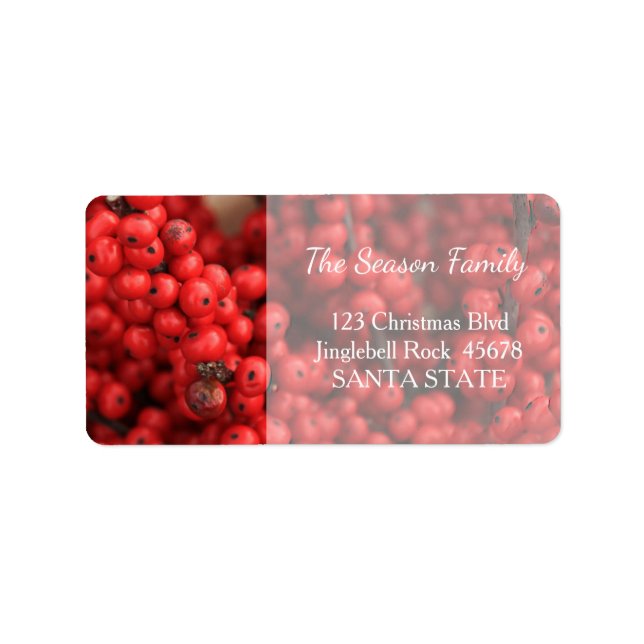 Étiquette de adresse de Noël des baies rouges (Devant)