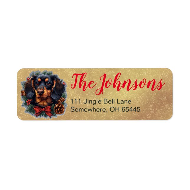 Étiquette de adresse de Noël du chien chiot mignon (Devant)