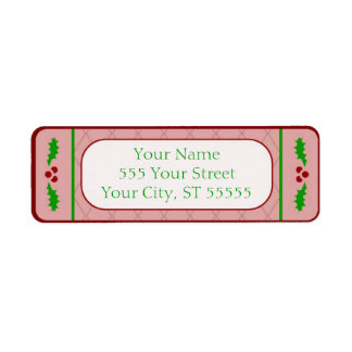 Étiquette de adresse de Noël Holly Borders
