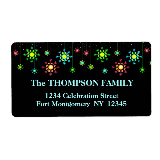 Étiquette de adresse de Noël Retro Snowflake (Devant)