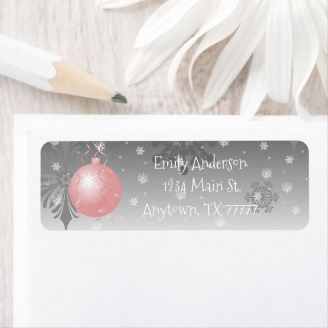 Étiquette de adresse de Noël rose fantaisie (En situation)