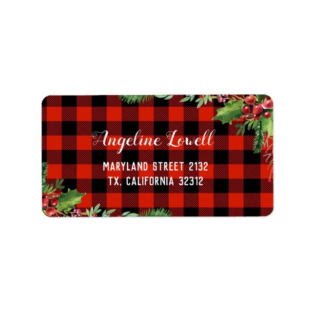 Étiquette de adresse de Noël rouge (Devant)