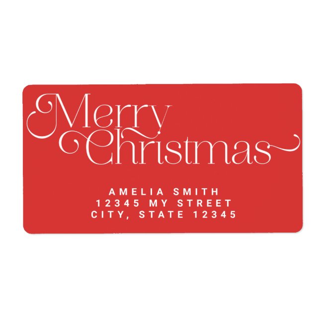 Étiquette de adresse de Noël rouge (Devant)