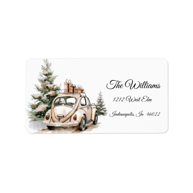 Étiquette de adresse de Noël Rustique Snowy (Devant)
