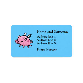 Étiquette de adresse de porc volant