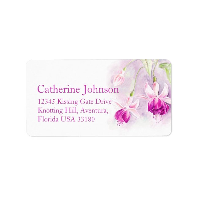 Étiquette de adresse de réponse Fuchsia rose fleur (Devant)