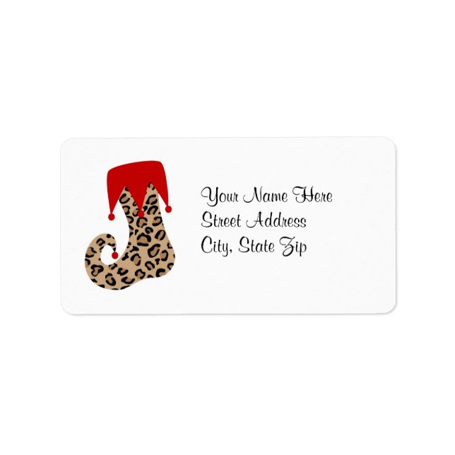 Étiquette de adresse de réserve de Noël Leopard (Devant)