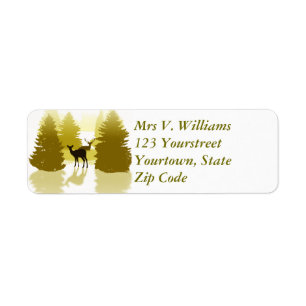 Étiquette de adresse de retour de forêt de cerfs