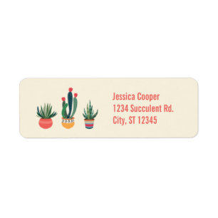 Étiquette de adresse de retour de Succulent de