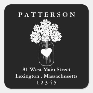 Étiquette de adresse de retour floral de pot de