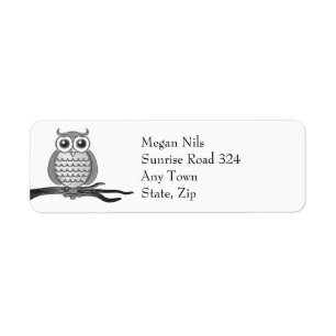 Étiquette de adresse de retour gris du hibou   de