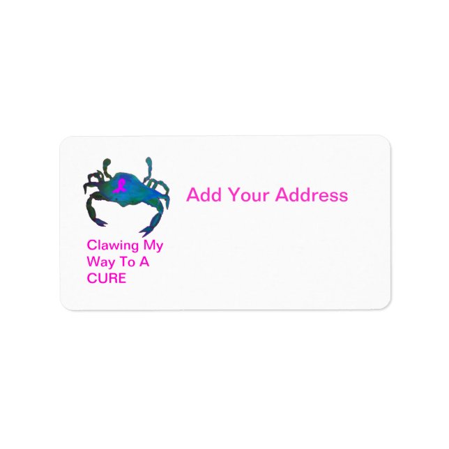 Étiquette de adresse de ruban rose crabe (Devant)