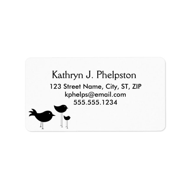 Étiquette de adresse de silhouette des oiseaux noi (Devant)