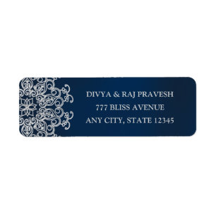 Étiquette de adresse DE Style INDIEN Marine ET Arg