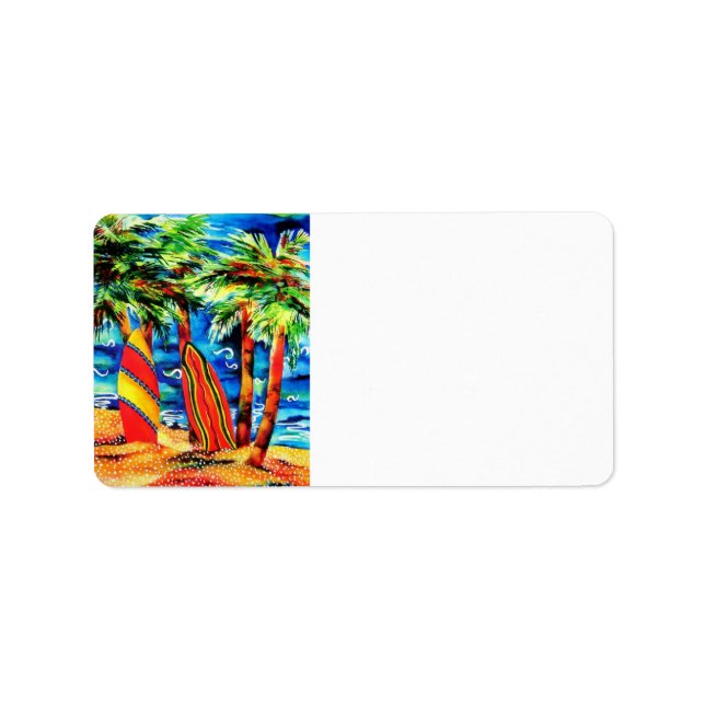 Étiquette de adresse de Surf tropical (Devant)