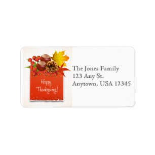 Étiquette de adresse de Thanksgiving avec Fall Fol