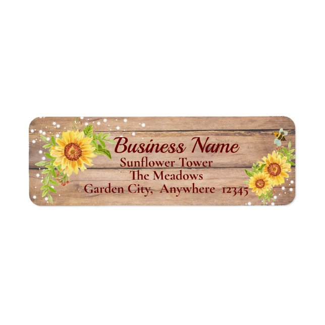 Étiquette de adresse de tournesol floral rustique (Devant)