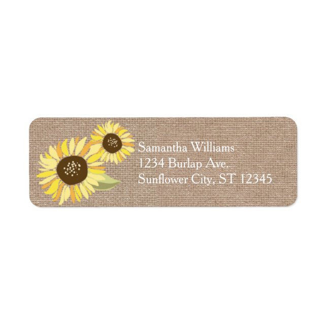 Étiquette de adresse de tournesols rustiques (Devant)