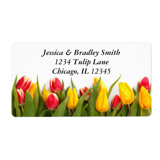 Étiquette de adresse de tulipes colorées (Devant)