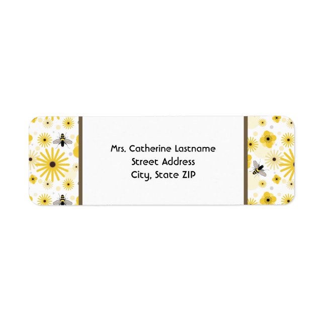Étiquette de adresse des abeilles et fleurs de mie (Devant)