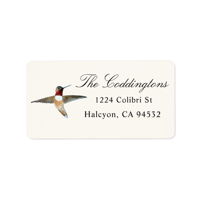 Étiquette de adresse des colibris roux (Devant)